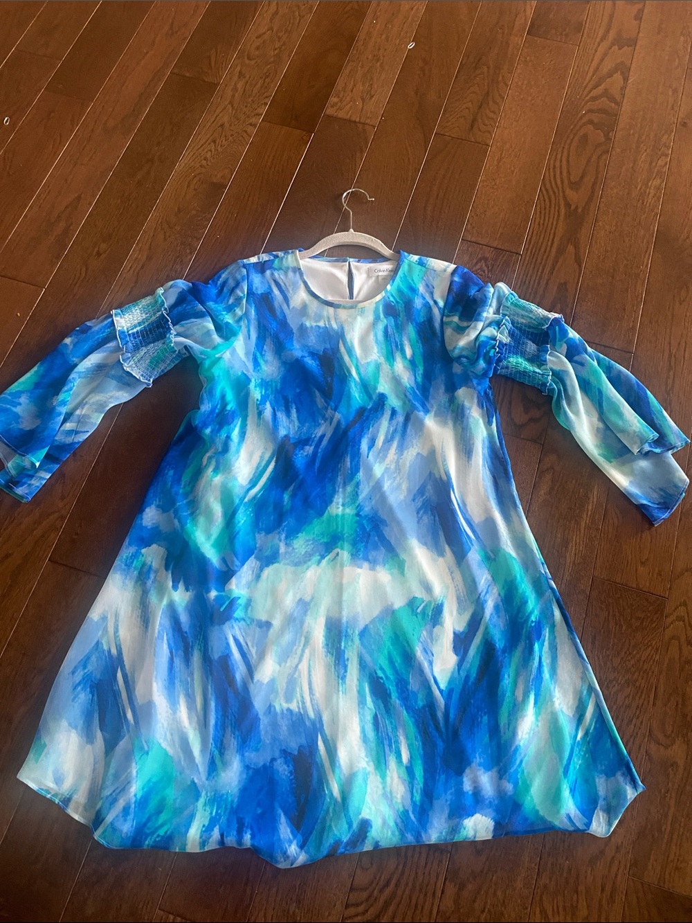 Calvin Klein Blue & Teal Brushstroke Shift Dress